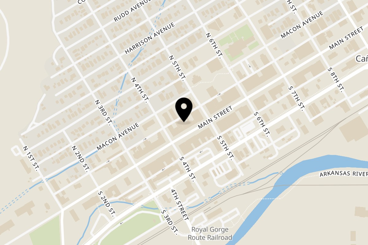 Map showing the location of Nirvana Culinary Paradise on 413 Main St in Cañon City